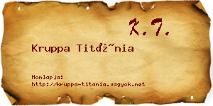 Kruppa Titánia névjegykártya